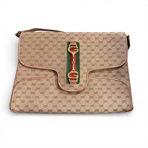 Vintage Gucci GG Monogram Horsebit Shoulder Bag | Entrupy Authenticated